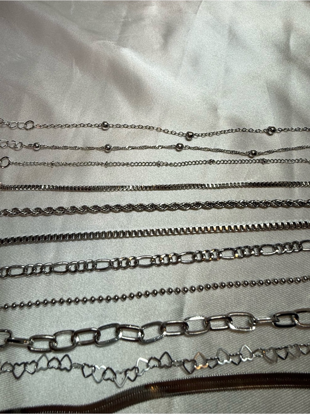 11 Piece Silver Multi-Chain Bracelet Set - Layered Silver Styles